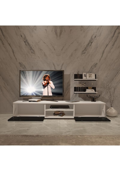 Decoraktiv Eko 4 Mdf Dvd Tv Ünitesi Tv Sehpası Beyaz - Siyah