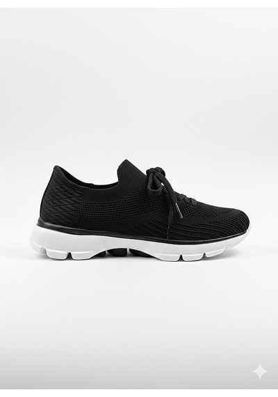 Voyager Bağcıklı Triko Kalın Taban Kadın Sneaker Ayakkabı B042 Siyah