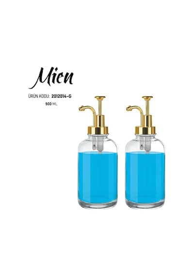 Buççin Online Mağaza 2'li Cam Sıvı Sabunluk&losyon Seti 500ml Cam Beyaz Çok Renkli