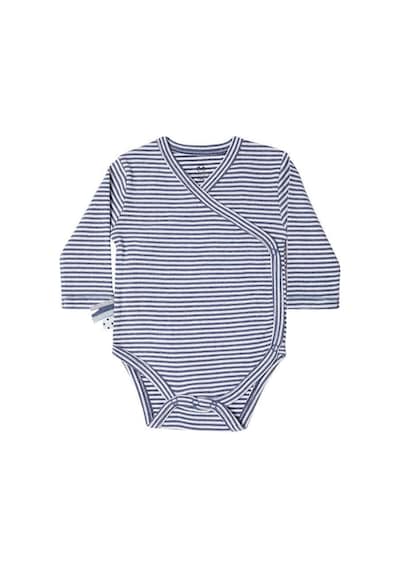 Organicera Organik Uzun Kollu Kimono Body,çizgili , Indigo Melange İndigo