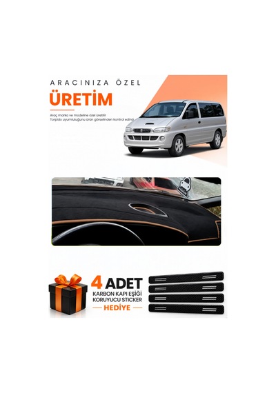 Hyundai Starex 1997-2007 Uyumlu Torpido Koruma Örtüsü Oto Kılıfı - Siyah Kahverengi