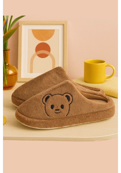 Modafrato Fluffy Ayıcık Desenli Kadın Ev Terliği Kışlık Yünlü Terlik Ses Yapmayan İçi Yünlü Günlük Rahat Terlik Siyah - Taba Modafrato Fluffy Ayıcık Desenli Kadın Ev Terliği Kışlık Yünlü Terlik Ses Yapmayan İçi Yünlü Günlük Rahat Terlik Siyah - Taba