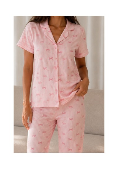 Fit Women Kadın Loose Uzun Paça Pamuk Pembe Pijama Takımı