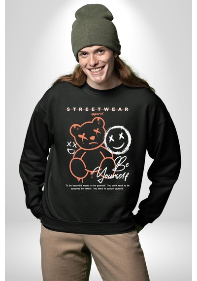 Yükseliş İçin Kendin Ol Unisex Siyah Sweatshirt Siyah