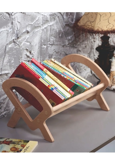 Montessori Çocuk Ve Yetişkinler İçin Dekoratif Kitaplık Doğal