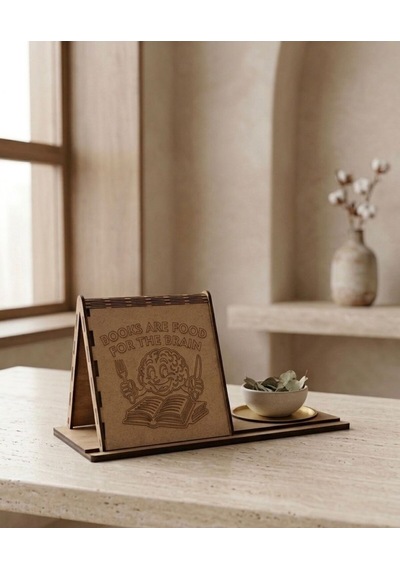 Kupa Tutuculu Üçgen Kitap Standı-books Are Food For The Brain
