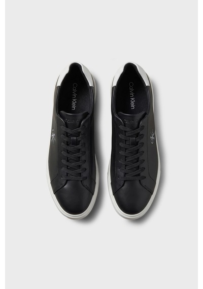 Calvin Klein Logolu Deri Sneaker Ayakkabı Hm0hm021230gm Erkek Ayakkabı Hm0hm02123 0gm Siyah