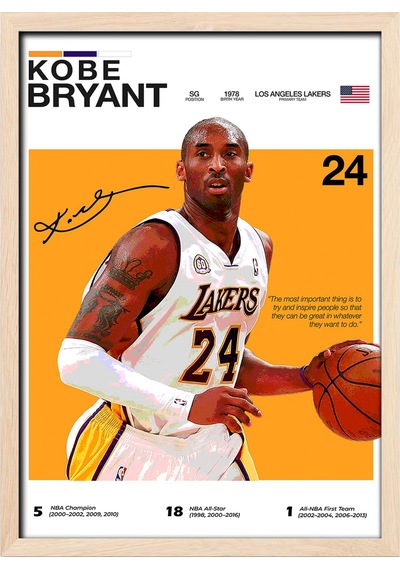 Kobe Bryant Black Mamba Ahşap Çerçeveli Poster Tablo Premium Dekor