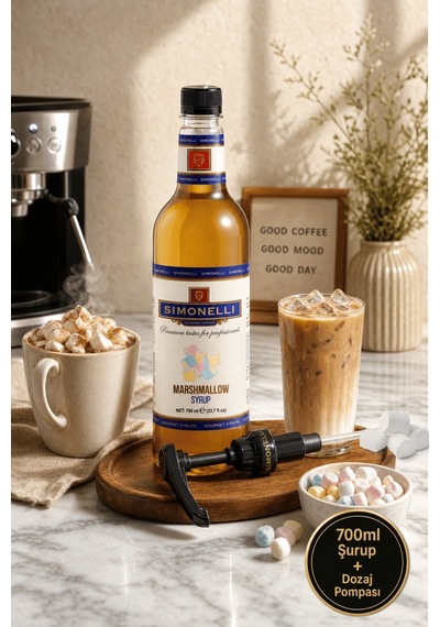 Simonelli Marshmallow Aromalı Kahve ve Kokteyl Şurubu 700 ML + Pompa