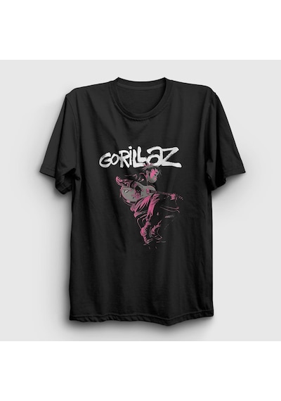 Presmono Unisex Hollow Gorillaz T-shirt Siyah