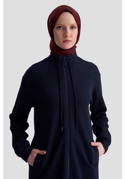 Armine Trend Kuşgözü Detaylı Fitilli Simli Cepli Ceket Lacivert 25kt555