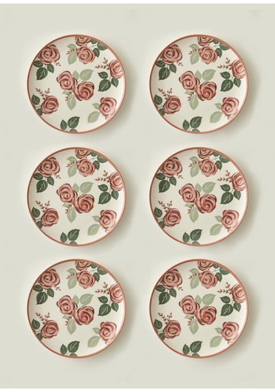 Bella Maison Rose Porselen 6'lı Servis Tabağı 26 Cm Çok Renkli