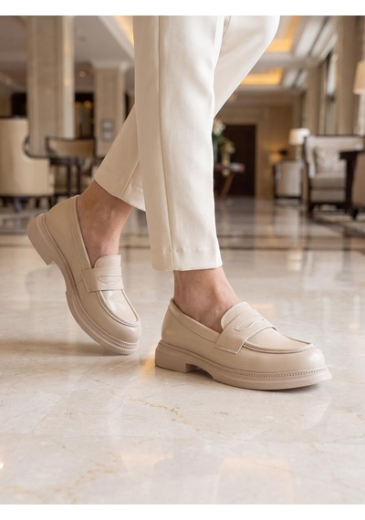 Nesilshoes Nesil Shoes Dvm 2530 Bej Maskulen Kadın Loafer