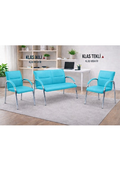 Ofis Misaifr Koltuğu Ofis Takımı Büro Bekleme Koltupu Turkuaz