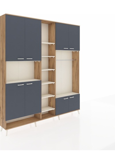 Arges Dolap 18 Raflı 8 Kapaklı Tek Askılı 220x30x243 Çam-antrasit/aytaşı Antrasıt/aytası Arges Dolap 18 Raflı 8 Kapaklı Tek Askılı 220x30x243 Çam-antrasit/aytaşı Antrasıt/aytası
