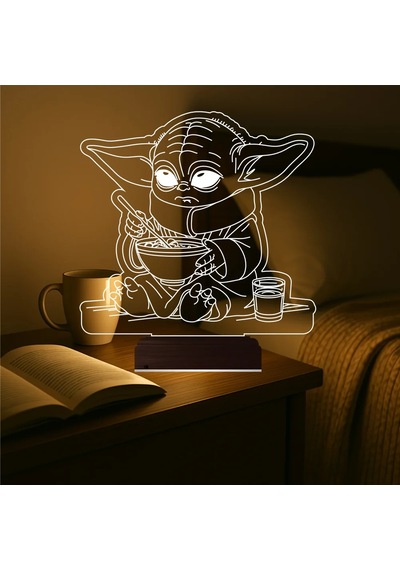 Luvivia Çizgi Film Yoda 3d Lamba - Masa Gece Lambası Şeffaf