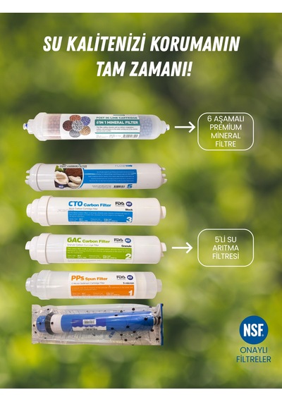 Su Arıtma Full Filtre Seti + Dirsek & Membran Anahtarı li
