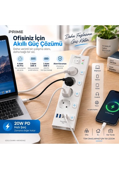 Akım Korumalı Priz, 4x Fiş Soketi, 2x Usb Girişi, 2x Type-c Girişi, 20w Pd Hızlı Şarj, Isıya Dayanıklı Yapı, 2 Metre Kablo Uzunluğu, Aşırı Gerilim Koruyucu, Açma/kapama Tuşu 230v/16a/1050j Kablosuz Kulaklık Akım Korumalı Priz, 4x Fiş Soketi, 2x Usb Girişi, 2x Type-c Girişi, 20w Pd Hızlı Şarj, Isıya Dayanıklı Yapı, 2 Metre Kablo Uzunluğu, Aşırı Gerilim Koruyucu, Açma/kapama Tuşu 230v/16a/1050j Kablosuz Kulaklık