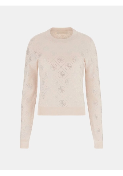 Guess W6rr66z3jd2 Ls Cn Rhinestones 4g Kadın Kazak Bej