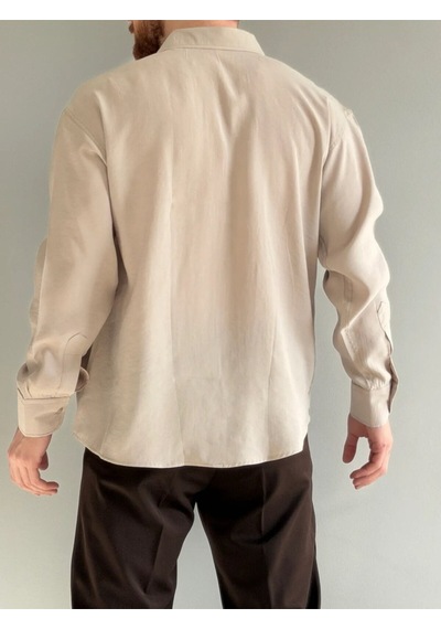 Relaxed Fit Hafif Rahat Modal Kumaş Gömlek Krem