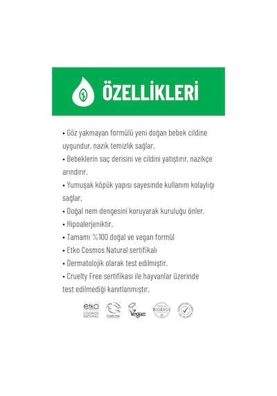 Siveno %100 Doğal Bebek Köpük Şampuanı Yenidoğan Saç ve Vücut İçin Nemlendirici Bitkisel Vegan 250 ml