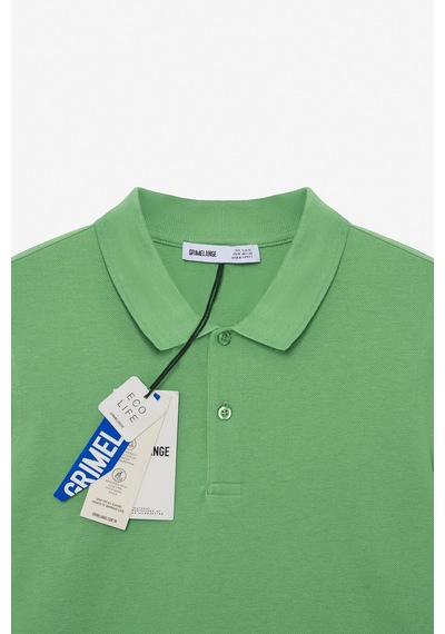 Grimelange Flexore Erkek %100 Pamuk Kısa Kollu Regular Fit Yeşil Polo Yaka T-shirt Yeşil
