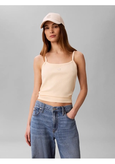 Calvin Klein Sl 2x2 Baby Rıb Stra, Tgy Krem Kadın T-shirt