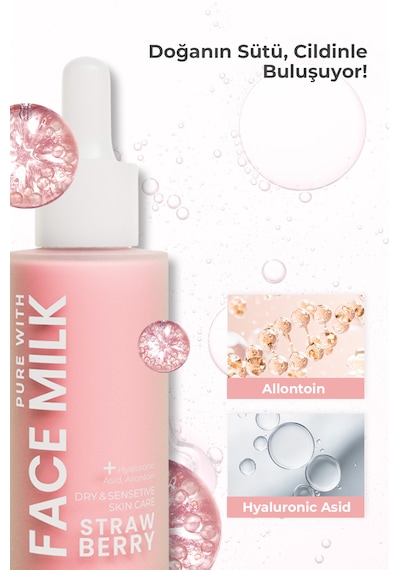 Çilek Özlü Hassas Cilt İçin Yoğun Nemlendirici Yüz Sütü 150 Ml Hyaluronic Asit, Allontoin