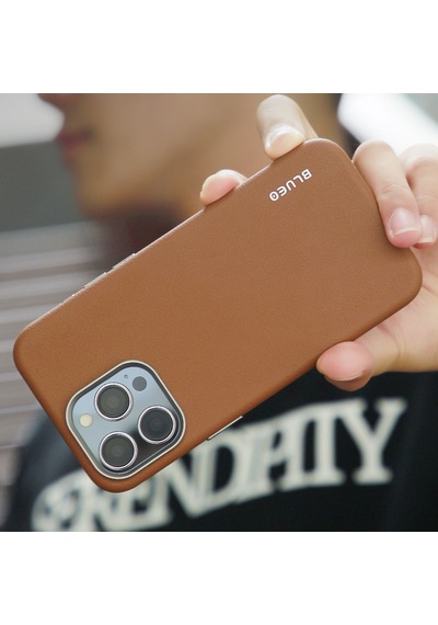 Apple Uyumlu iPhone Blueo 15 Pro Max Kahverengi Premium Deri Telefon Kılıf.