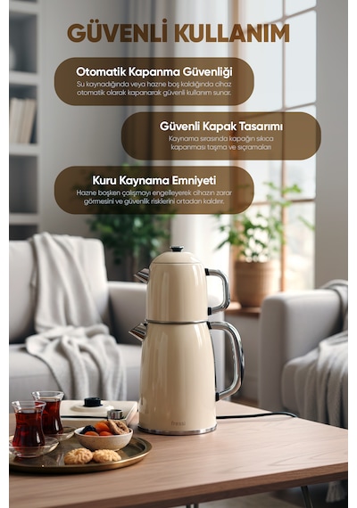Fressi Dijital Standlı Çelik Çay Makinesi 2 In 1 Su Isıtıcısı & Çaycı Fr-cm26 Lavena