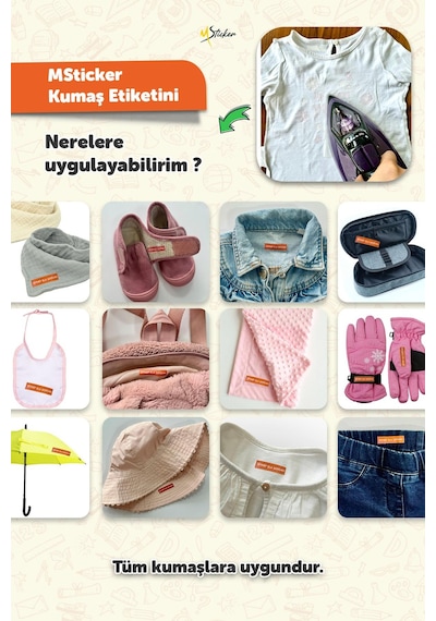Kıyafet Etiketi - Okul Kıyafet Kumaş Etiketi Kreş Anaokulu İlkokul Kıyafet Kumaş Etiketi