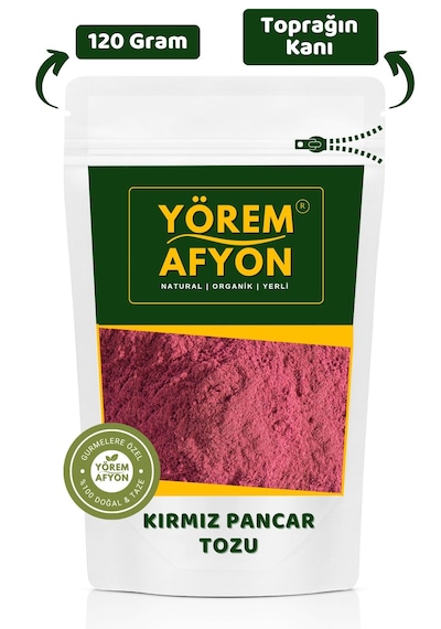 Yörem Afyon Doğal Renklendirici Ve Enerji Kaynağı Saf Nitratt Kırmızı Pancar Tozu Beta Vulgaris 120gr.