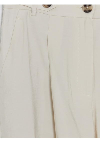 Lcwaıkıkı Classic Bej Loose Fit Kadın Pileli Kumaş Pantolon