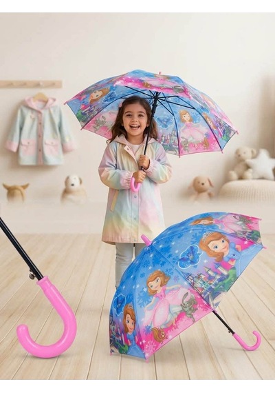 Almetra Prenses Sofya Pembe Renk Kız Çocuk Şemsiyesi Prenses Sofia Koyu Pembe
