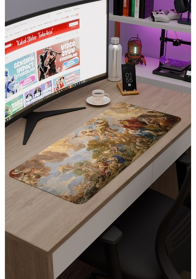 Ortaçağ Sanat Kaymaz Dikişli Kauçuk Oyuncu Mousepad V2 - 70x30 Xl Gaming Mouse Pad Fare Altlığı