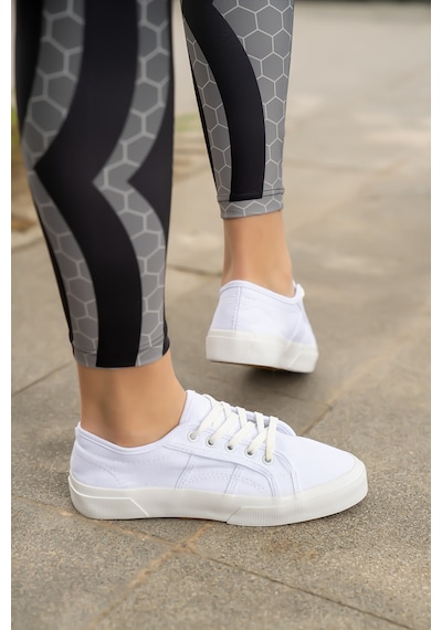 Kadın Keten Günlük Sneaker Beyaz