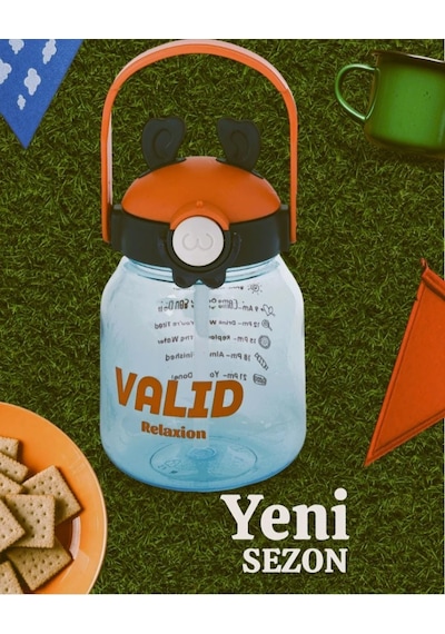 Maskotlu,çıkartma Hediyeli, Boyun Askılıklı, Ithal Lüx Matara/suluk 1100 Ml Açık Mavi