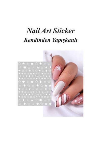 Nail Art Sticker Kendinden Yapışkanlı, Tırnak Süsleme, Tırnak Dövmesi Stikır 353b Beyaz-353b
