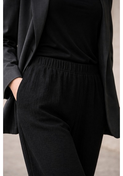 Ivoire Wear Kadın Beli Lastikli Bürümcük Pantolon Siyah