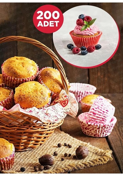 200 Adet Renkli Muffin Cupcake Kalıpları Kek Kapsülü Cupcake Muffin Kağıdı Silikon Çok Renkli Diğer