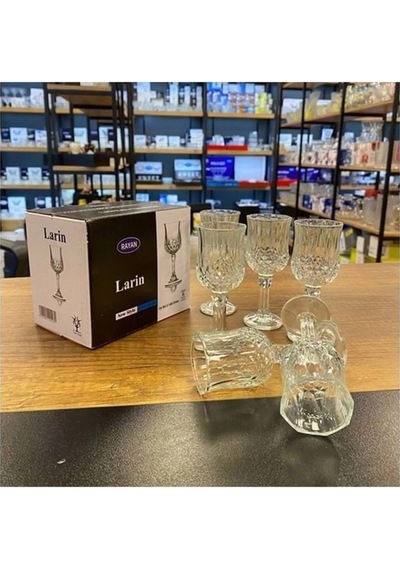 6'lı Larin Kahve Yanı Su Bardağı Şeffaf Renk Royaleks-70682 Çok Renkli