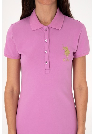 U.S. Polo Assn. Kadın Fuşya Polo Yaka Mini Boy Örme Elbise 50297457-VR023