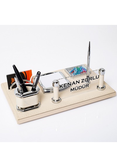 Art Bej Ofis Masa İsimliği Yeni İş Hediye Deri Masaüstü İsimlik Seti