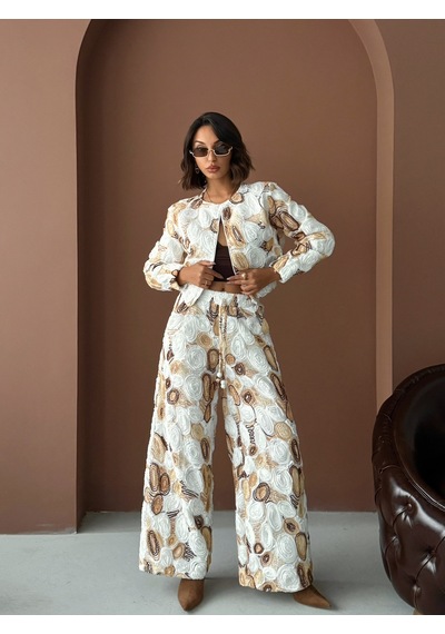 Verymoda Desenli Fermuarlı Ceket Şık Ve Modern Tarz F1975 Kahve