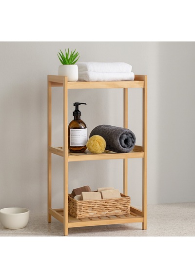 3 Katlı Çok Amaçlı Ahşap Bambu Raf Organizer 36x32x80 Cm Çr