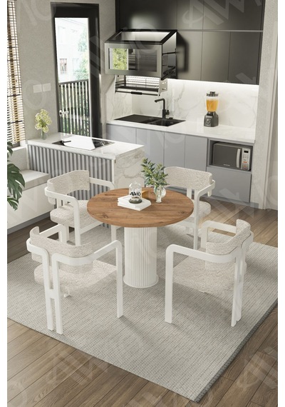 Avvio Matris Ptt Lake Mdf Ayak 4'lü Tokyo Metal Demonte Sandalye 90x90 Masa Sandalye Takımı Akça