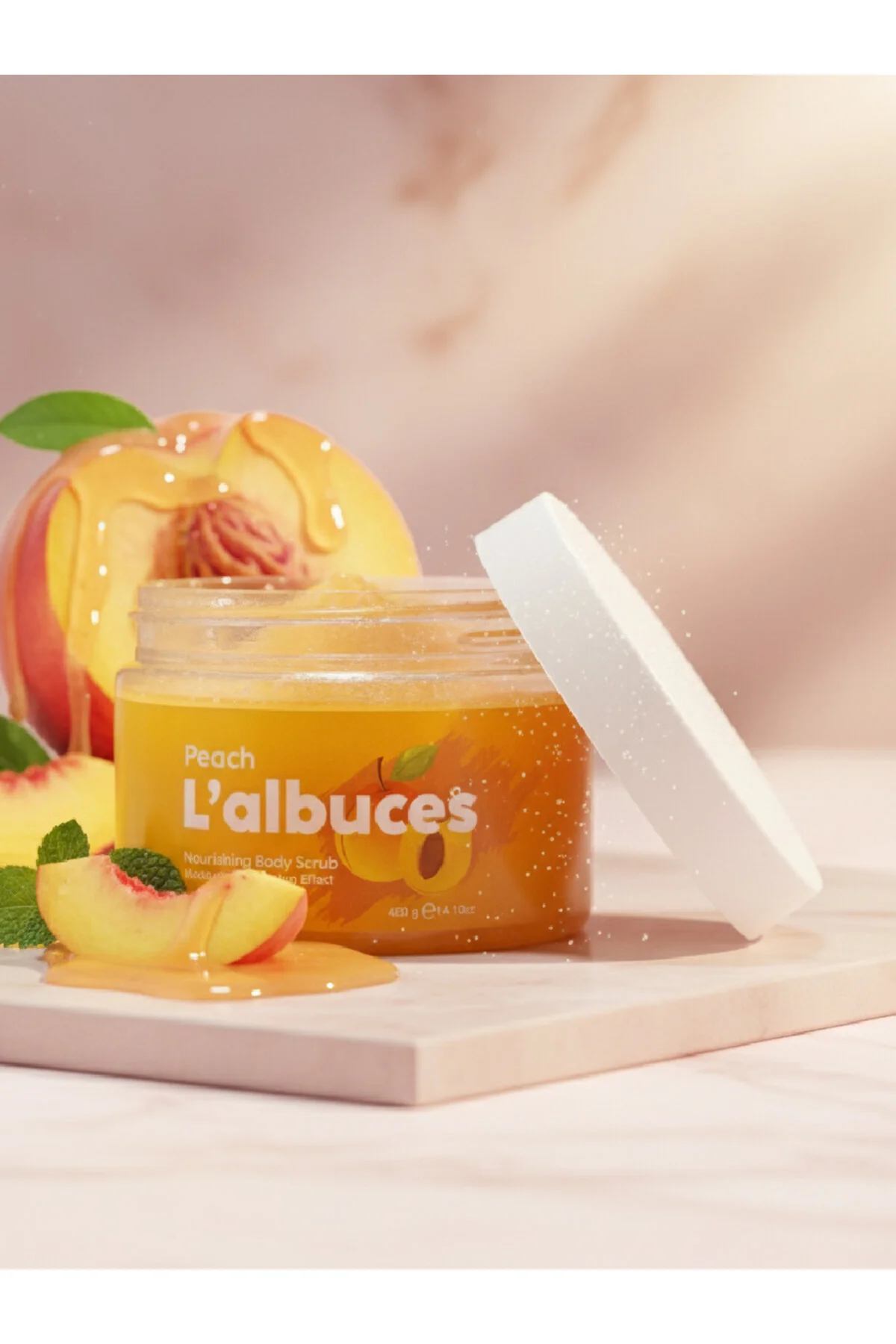 Peach Body Scrub 400gr Vegan, Temiz İçerikli, Şeftali Kokulu Pürüzsüz Cilt Bakımı