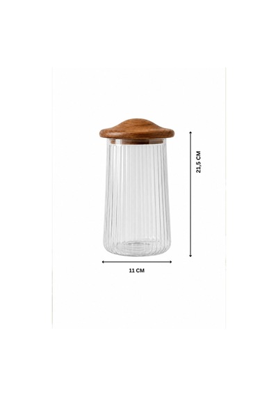 Akasya Mushroom Vakumlu Cam Kavanoz Baharatlık 1300 Ml Şeffaf