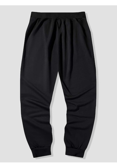 Guys Letter Skull Graphic Drawstring Waist Eşofman Altı Siyah