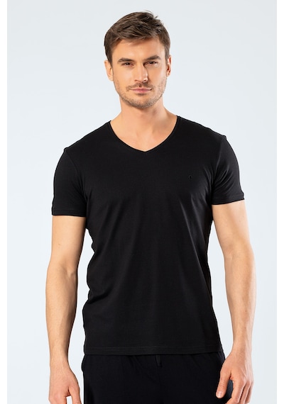 Cacharel 2170 Modal V Yaka Erkek T-shirt - Siyah Siyah